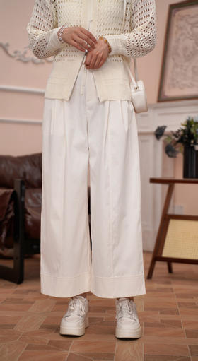 S1臣禾	【抗皱裤】立裁抗皱九分阔腿裤	JZ252060293现货