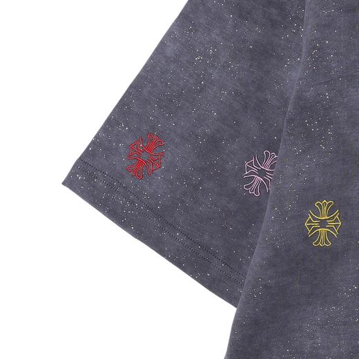 T3214夏季高级感新款韩系细闪彩色十字刺绣圆领短袖T恤百搭简约上衣 商品图3