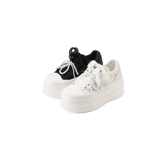 【春季新款】2025年春季新款舒适透气超轻厚底增高粗跟防滑百搭小白鞋X25CM38971 商品图1