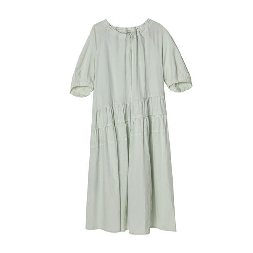 天丝棉日常通勤灯笼袖领口抽绳大裙摆连衣裙2025夏 商品图4