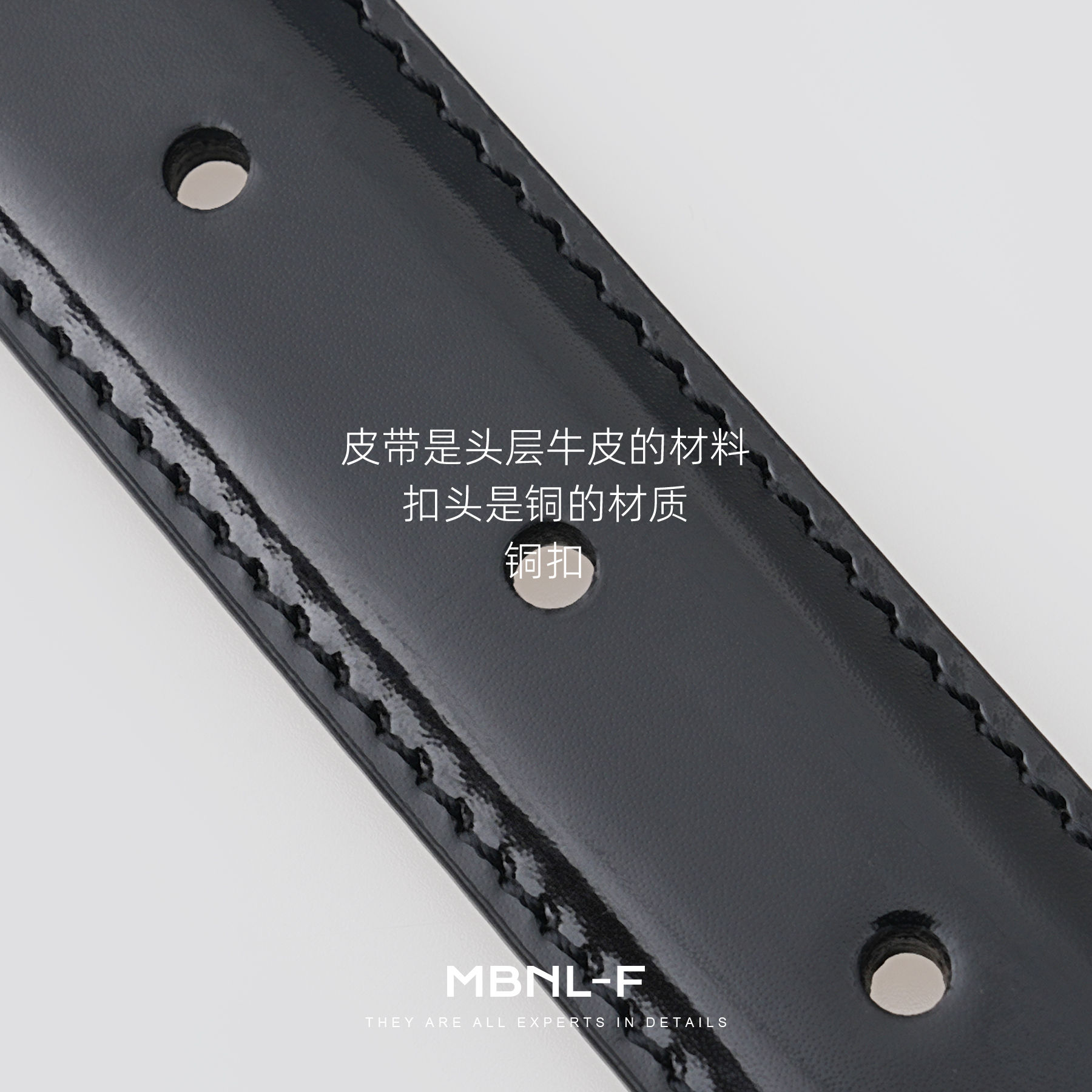 100%头层牛皮铜扣两面可带百搭高级感皮带 秦磊XM-PD505 C4商品图3