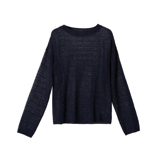 C+IMPRESS/西嘉桑蚕丝和纸纱宽松休闲镂空针织防晒罩衫女长袖上衣T2502046 商品图4