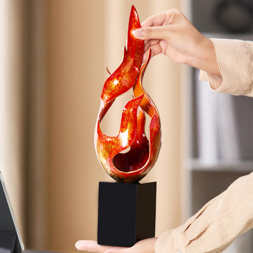Yl-蒸蒸日上摆件新款红红火火黄铜红色火焰招财办公室桌面装饰开业 商品图2