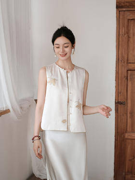 瑕疵|盛唐婧| 新中式蝶舞织金真丝缎马甲