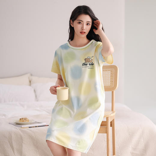 芬腾睡衣裙吊带春夏女士新款舒适透气纯棉女款可爱家居裙中裙款 商品图0