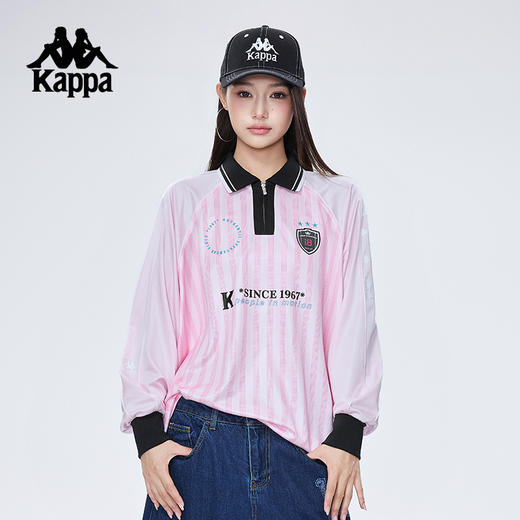 Kappa卡帕背靠背2025新款夏季情侣运动长袖polo衫足球上衣套头衫KPCJBPC10 商品图2