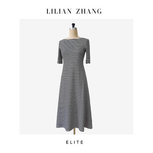 E“定制”—静奢风浪漫随性、风尚之选法式A摆条纹针织连衣裙 2501033 商品图2