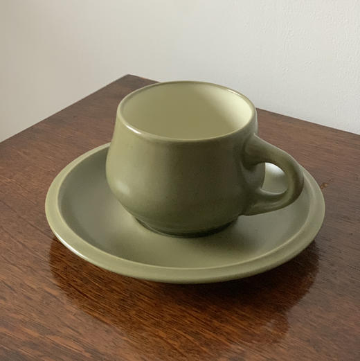 日本Noritake橄榄绿Stoneware咖啡杯碟 商品图1