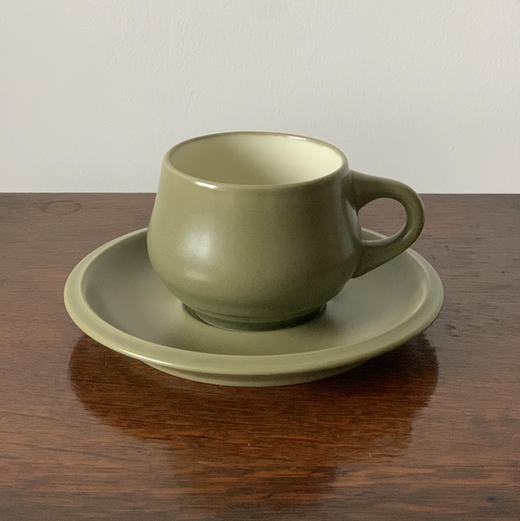 日本Noritake橄榄绿Stoneware咖啡杯碟 商品图0