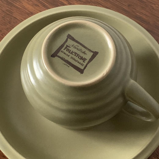 日本Noritake橄榄绿Stoneware咖啡杯碟 商品图2