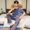 自然醒浮云家居服睡衣男士夏季100%纯棉薄款短袖长裤可外穿宽松大码家居服套装QH 商品缩略图10
