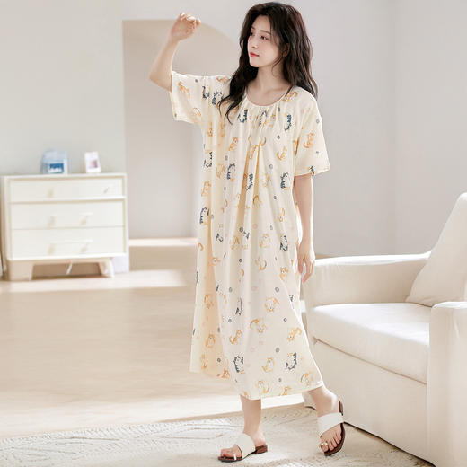 牧棉儿 新中式免Bra云朵棉家居服系列 睡裙/盘扣/翻领 亲肤舒适 多款可选 商品图1