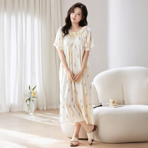 牧棉儿 新中式免Bra云朵棉家居服系列 睡裙/盘扣/翻领 亲肤舒适 多款可选 商品图6