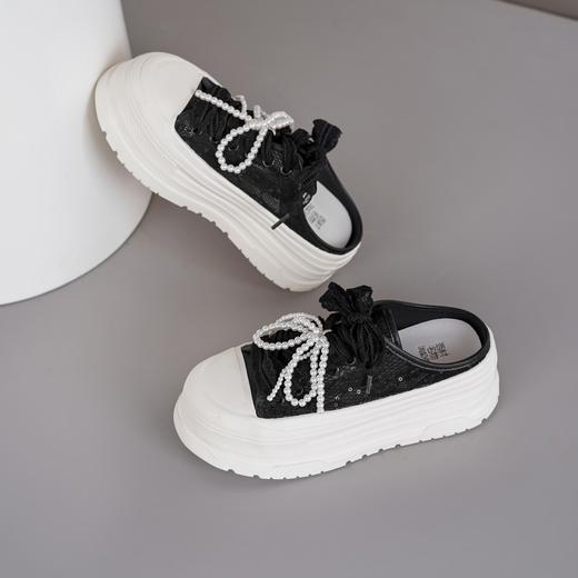 【夏季新款】2025年夏季新款舒适透气珍珠饰带厚底防滑大底百搭半拖老爹鞋鞋T25AH16401 商品图9