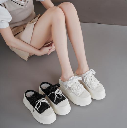 【夏季新款】2025年夏季新款舒适透气珍珠饰带厚底防滑大底百搭半拖老爹鞋鞋T25AH16401 商品图0