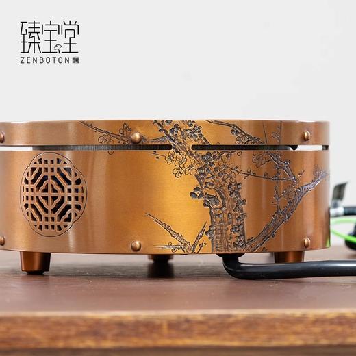 臻宝堂晋芳联名园林电陶炉纯手工雕刻烧水围炉家用静音银壶煮茶器园林电陶炉1500W劲松图苍竹图 商品图3