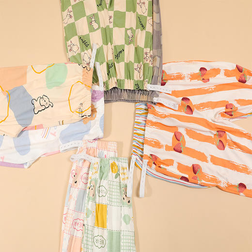 自然醒薄荷家居服孕妇睡裤女士长裤纯棉夏季全棉夏天长款可调节月子产后薄款家居裤QH 商品图8