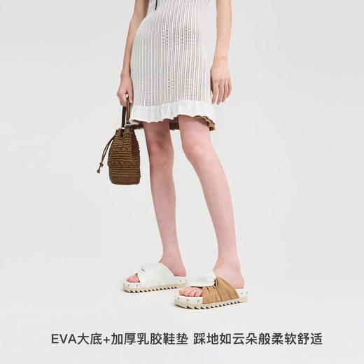 [福利价]lost in echo2025春夏新款时尚皱皮拼色扭结铆钉真皮勃肯拖鞋女 商品图4