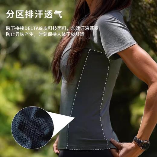 灰壳户外美利奴羊毛速干短袖排汗美丽诺网眼纹拼接运动登山T恤女 商品图1