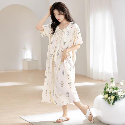 牧棉儿 新中式免Bra云朵棉家居服系列 睡裙/盘扣/翻领 亲肤舒适 多款可选 商品图4