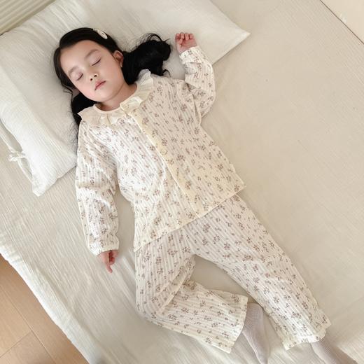 宝宝夏季纱布睡衣儿童棉纱开衫两件套男女童卡通泡泡棉A类家居服套装 商品图3