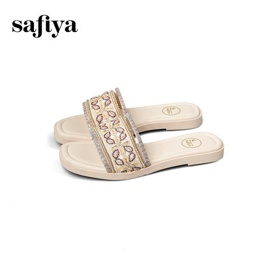 Safiya/索菲娅2025波西米亚时尚休闲平底配裙子外穿沙滩拖鞋SFD2110M64/SFD2110364 商品图9