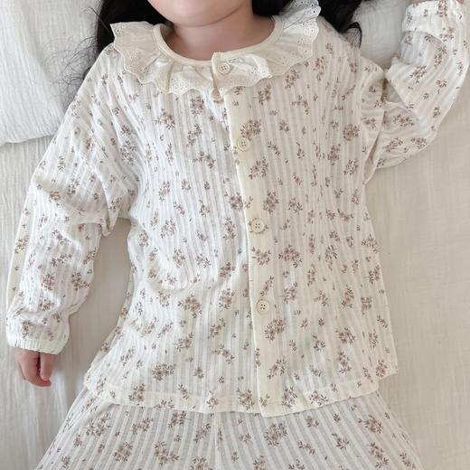 宝宝夏季纱布睡衣儿童棉纱开衫两件套男女童卡通泡泡棉A类家居服套装 商品图4