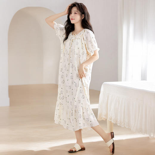 牧棉儿 新中式免Bra云朵棉家居服系列 睡裙/盘扣/翻领 亲肤舒适 多款可选 商品图5