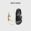 [福利价]lost in echo2025春夏新款时尚皱皮拼色扭结铆钉真皮勃肯拖鞋女 商品缩略图0
