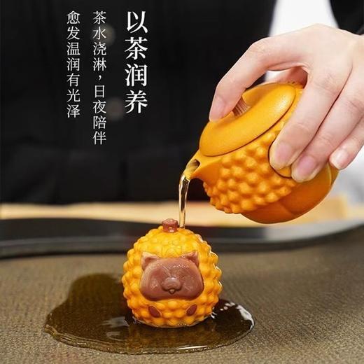 陆宝陶瓷榴宝茶宠小摆件精品茶玩茶具茶盘装饰办公室茶道零配件陆宝榴福茶宠天青色 商品图2