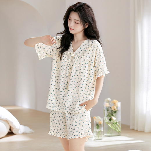 牧棉儿 新中式免Bra云朵棉家居服系列 睡裙/盘扣/翻领 亲肤舒适 多款可选 商品图9