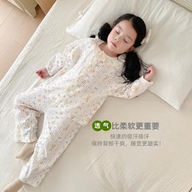 宝宝夏季纱布睡衣儿童棉纱开衫两件套男女童卡通泡泡棉A类家居服套装