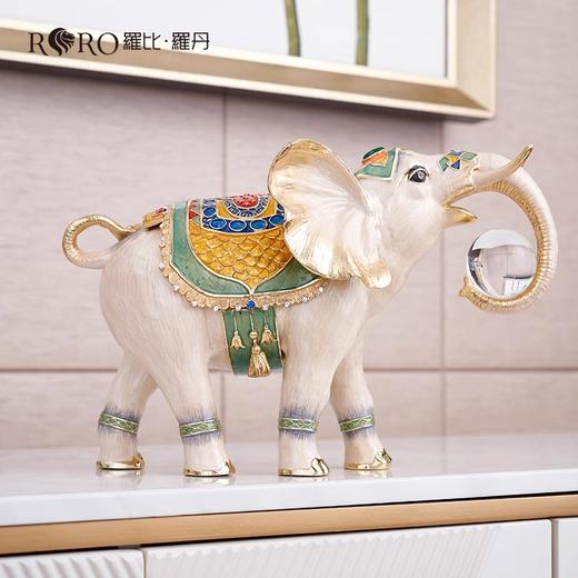罗比罗丹吉象如意大象摆件创意玄关电视柜家居饰品珐琅彩工艺摆件【不支持补差，非质量问题不退不换】S 商品图4