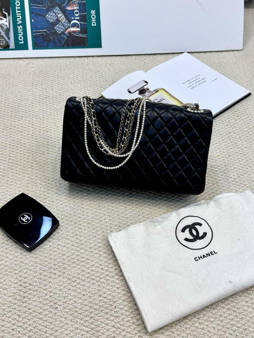 Chanel 黑色 羊皮 珍珠链条 威斯敏斯特 手提包 商品图1