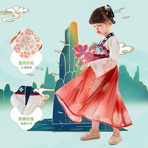 嘟嘟家女童汉服裙子春季女宝宝中国风唐装连衣裙春装女孩襦裙童装 商品图1