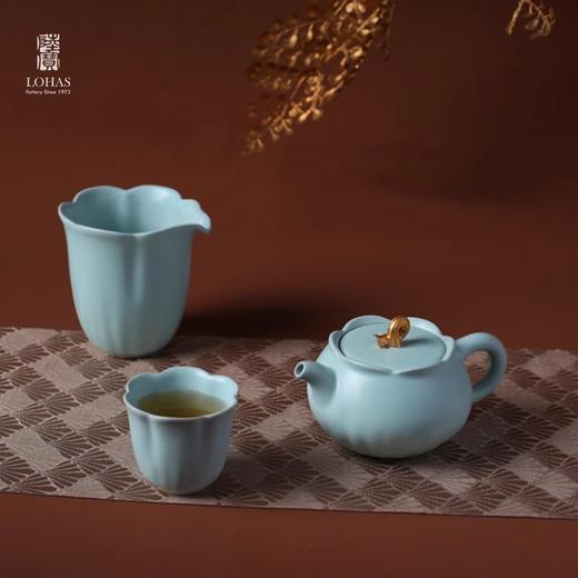 陆宝功夫茶具套装2025新款轻奢高档一壶六杯家用茶壶茶杯清荷雅境清荷雅境茶组天青色1壶1海6杯 商品图2