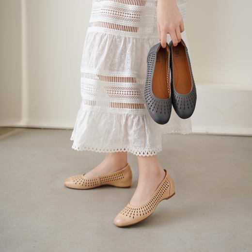 【夏季新款】2025年夏季新款舒适百搭透气软底软面浅口镂空单鞋鞋X25AH16041 商品图0