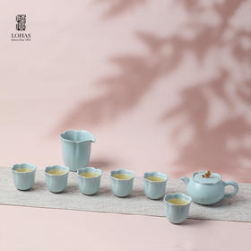 陆宝功夫茶具套装2025新款轻奢高档一壶六杯家用茶壶茶杯清荷雅境清荷雅境茶组天青色1壶1海6杯