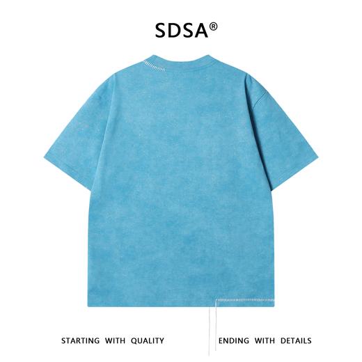 T3297夏季高级感新款韩系满天星撞色缝线短袖T恤情侣简约百搭圆领上衣 商品图5