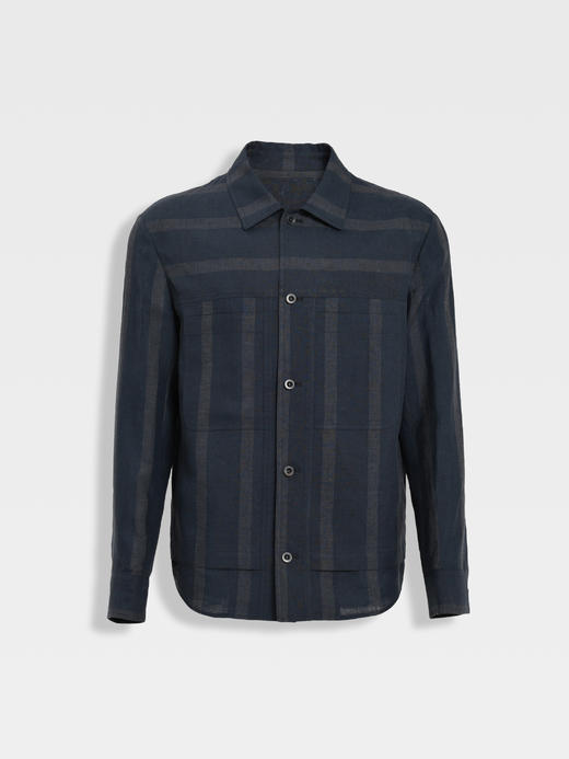 callisto藏青亚麻轻薄夹克外套 商品图0