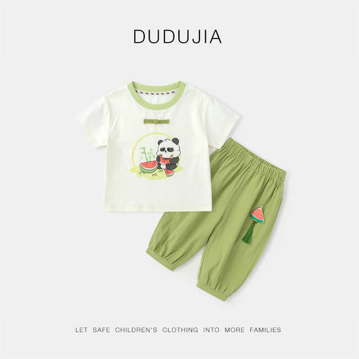嘟嘟家儿童国风套装夏季新款男童短袖裤子两件套女童夏装宝宝童装 商品图0