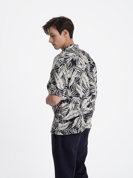 callisto山海系列海盐蓝亚麻提花衬衫 商品图3