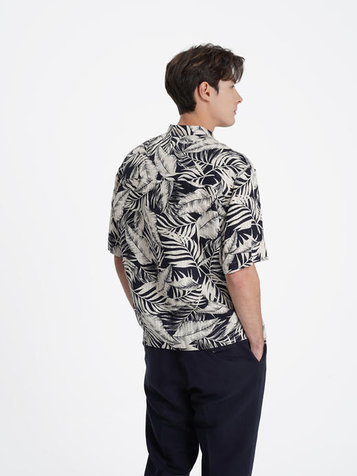 callisto山海系列海盐蓝亚麻提花衬衫 商品图4