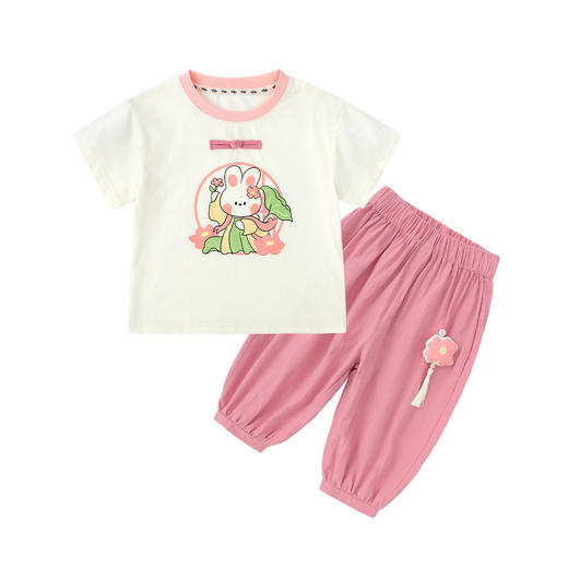 嘟嘟家儿童国风套装夏季新款男童短袖裤子两件套女童夏装宝宝童装 商品图4