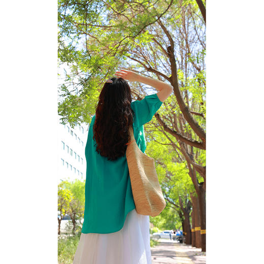 【线上专属】新中式衬衣（23710018亚丁绿-结缘款） 商品图2