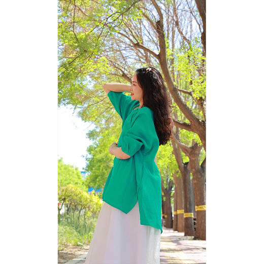 【线上专属】新中式衬衣（23710018亚丁绿-结缘款） 商品图1