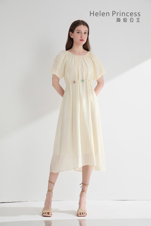 泡泡袖轻盈感串珠长裙 商品图1