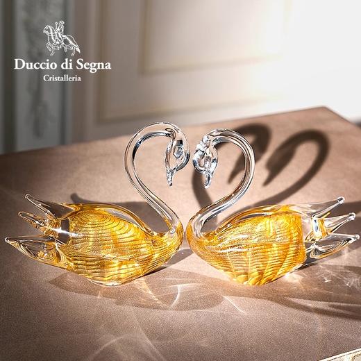 水晶招财天鹅摆件轻奢高档乔迁新房装饰品摆件电视客厅结婚礼物天生丽质琥珀羽天鹅摆件19cm心心相印天鹅水晶摆件(白金) 商品图0