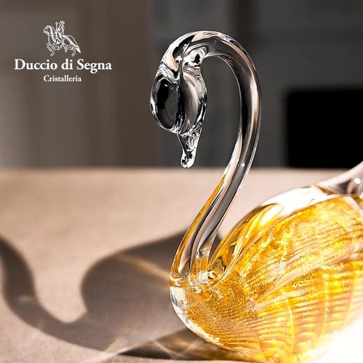 水晶招财天鹅摆件轻奢高档乔迁新房装饰品摆件电视客厅结婚礼物天生丽质琥珀羽天鹅摆件19cm心心相印天鹅水晶摆件(白金) 商品图3