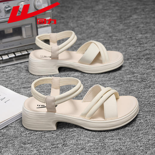 回力女鞋凉鞋时尚百搭春季厚底平底舒适休闲真皮软底外穿学生高跟 商品图1